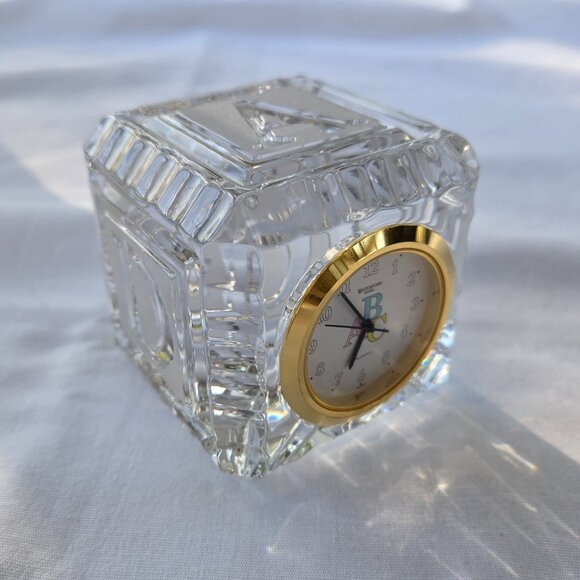 Waterford Ireland Lead Crystal Quartz ABC Block Clock Baby Gift - Picture 3 of 9